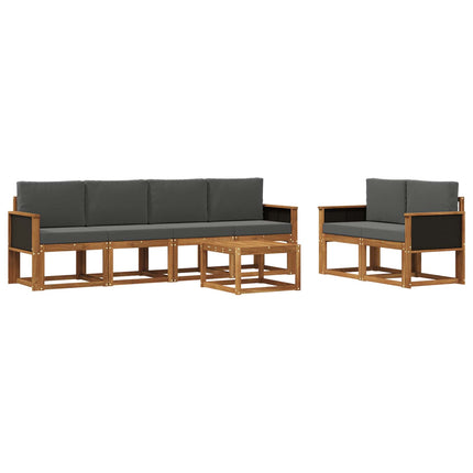 Utomhussoffset med kudde 6 pcs Naturlig och Antracit