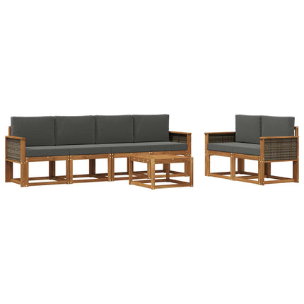 Utomhussoffset med kudde 6 pcs Naturlig och Antracit