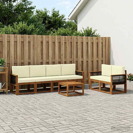 Utomhussoffset med kudde 6 pcs Naturlig och Grädde