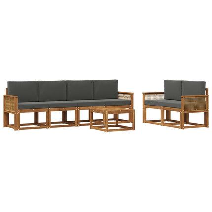 Utomhussoffset 7 pcs Naturlig och Antracit Polyester