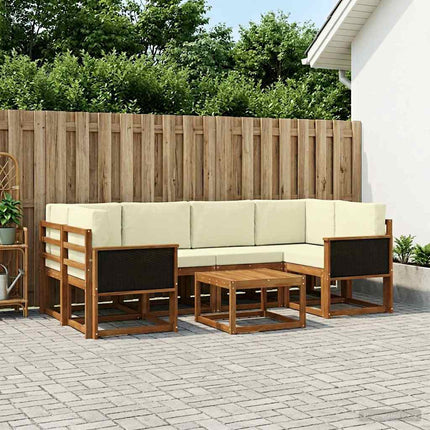 Utomhussoffset med kudde 5 pcs Naturlig och Grädde