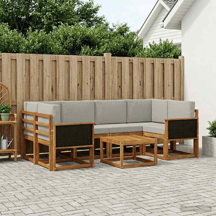 Utomhussoffset med kudde 5 pcs Naturlig och ljusgrå