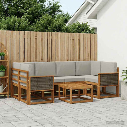 Utomhussoffset med kudde 5 pcs Naturlig och ljusgrå