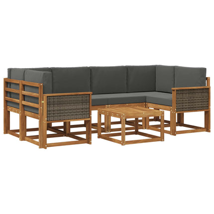 Utomhussoffset med kudde 5 pcs Naturlig och Antracit