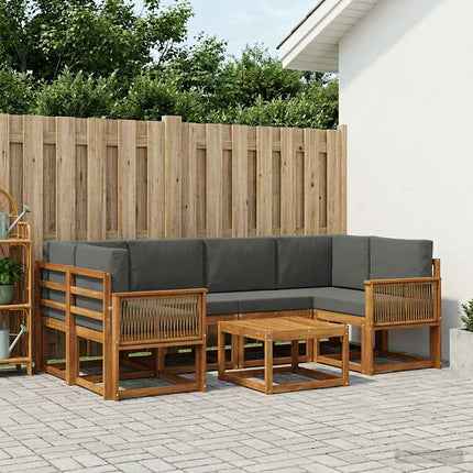 Utomhussoffset 7 pcs Naturlig och Antracit Polyester