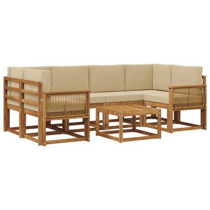 Utomhussoffset 7 pcs Naturlig och Beige Polyester