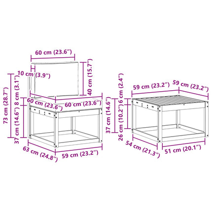 Utomhussoffset 7 pcs Naturlig Massivt akaciaträ och polyester