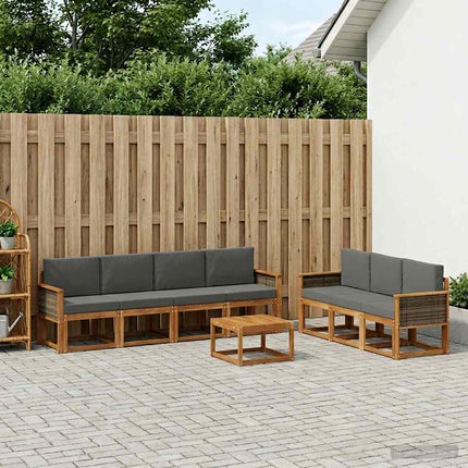 Utomhussoffset med kudde 7 pcs Naturlig och Antracit
