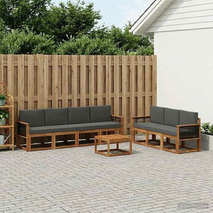 Utomhussoffset med kudde 7 pcs Naturlig och Antracit