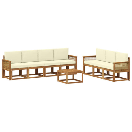 Utomhussoffset 8 pcs Naturlig och Grädde Polyester