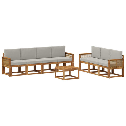 Utomhussoffset 8 pcs Naturlig och ljusgrå Polyester