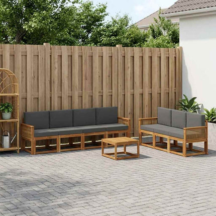 Utomhussoffset 8 pcs Naturlig och Antracit Polyester