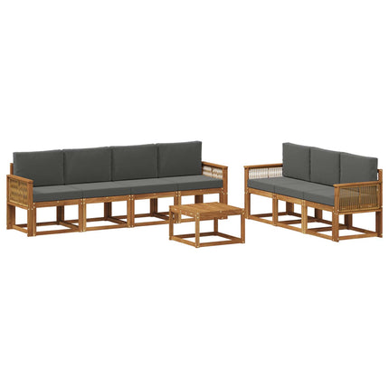 Utomhussoffset 8 pcs Naturlig och Antracit Polyester