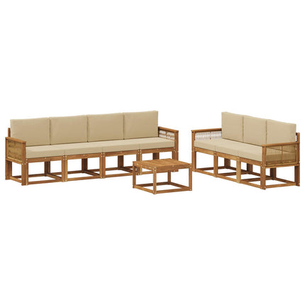 Utomhussoffset 8 pcs Naturlig och Beige Polyester