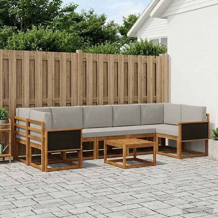 Utomhussoffset med kudde 6 pcs Naturlig och ljusgrå