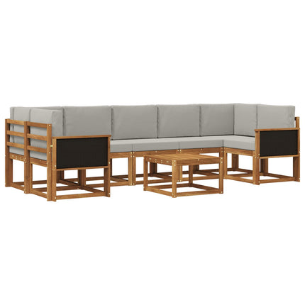 Utomhussoffset med kudde 6 pcs Naturlig och ljusgrå