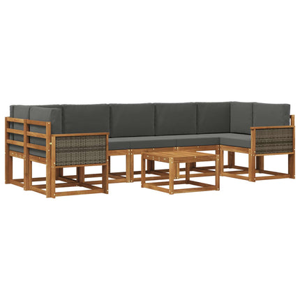 Utomhussoffset med kudde 6 pcs Naturlig och Antracit