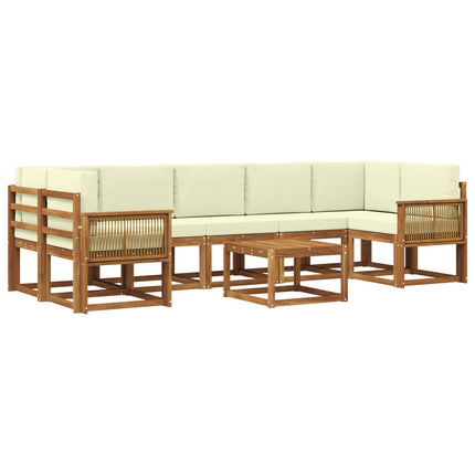 Utomhussoffset 8 pcs Naturlig och Grädde Polyester