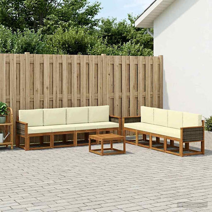Utomhussoffset med kudde 7 pcs Naturlig och Grädde