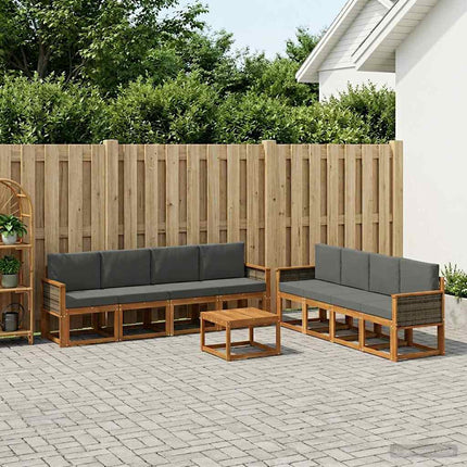 Utomhussoffset med kudde 7 pcs Naturlig och Antracit