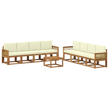 Utomhussoffset 9 pcs Naturlig och Grädde Polyester