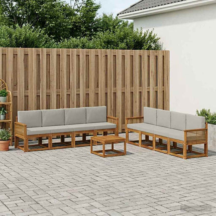 Utomhussoffset 9 pcs Naturlig och ljusgrå Polyester