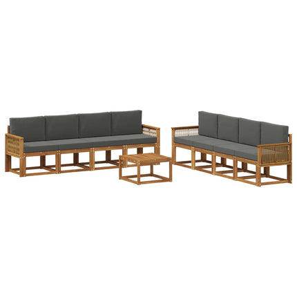 Utomhussoffset 9 pcs Naturlig och Antracit Polyester