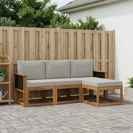 Utomhussoffset med kudde 4 pcs Naturlig och ljusgrå