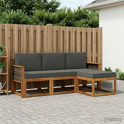 Utomhussoffset med kudde 4 pcs Naturlig och Antracit
