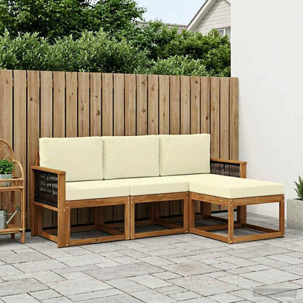 Utomhussoffset med kudde 4 pcs Naturlig och Grädde