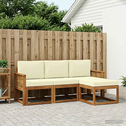 Utomhussoffset 4 pcs Naturlig och Grädde Polyester