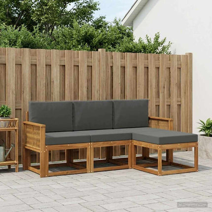 Utomhussoffset 4 pcs Naturlig och Antracit Polyester