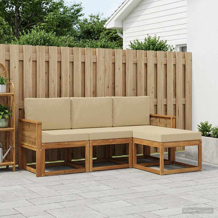 Utomhussoffset 4 pcs Naturlig och Beige Polyester
