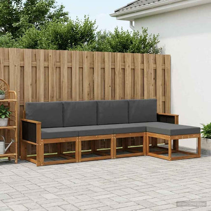 Utomhussoffset 5 pcs Naturlig och Antracit Polyester