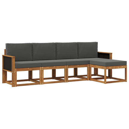 Utomhussoffset 5 pcs Naturlig och Antracit Polyester