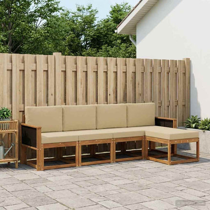 Utomhussoffset 5 pcs Naturlig och Beige Polyester
