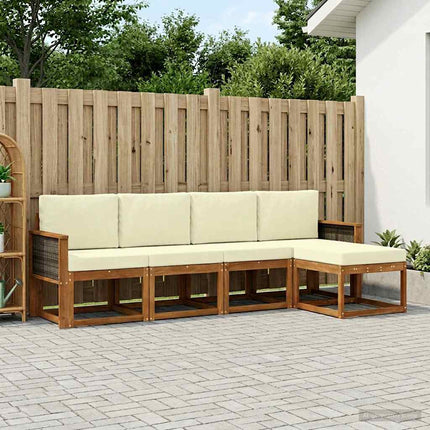Utomhussoffset 5 pcs Naturlig och Grädde Polyester