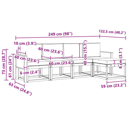 Utomhussoffset 5 pcs Naturlig och Grädde Polyester