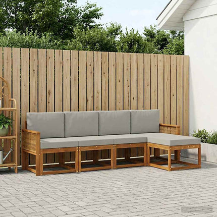 Utomhussoffset 5 pcs Naturlig och ljusgrå Polyester