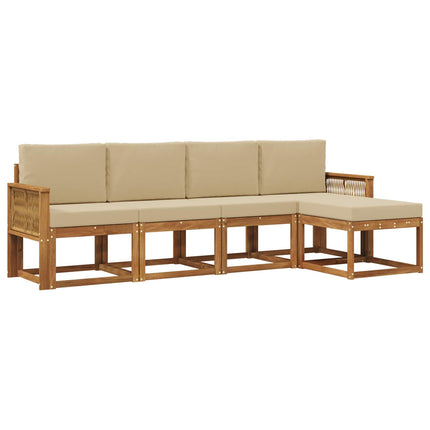 Utomhussoffset 5 pcs Naturlig och Beige Polyester