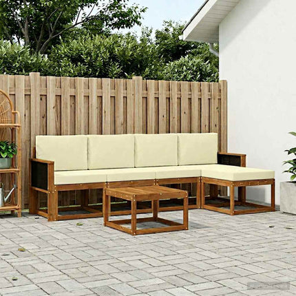 Utomhussoffset 6 pcs Naturlig och Grädde Polyester