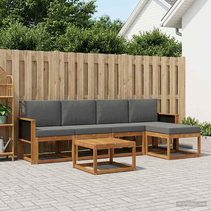 Utomhussoffset 6 pcs Naturlig och Antracit Polyester
