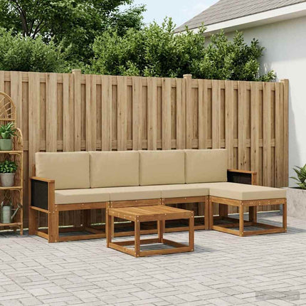Utomhussoffset 6 pcs Naturlig och Beige Polyester