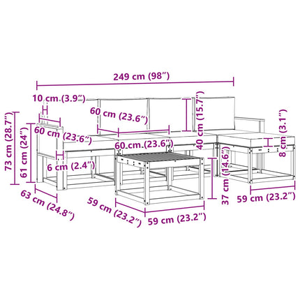 Utomhussoffset 6 pcs Naturlig och Grädde Polyester