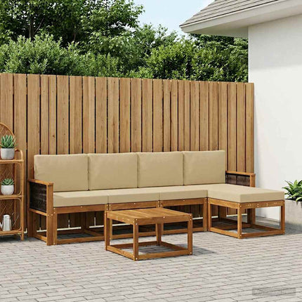 Utomhussoffset 6 pcs Naturlig och Beige Polyester