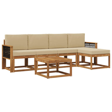 Utomhussoffset 6 pcs Naturlig och Beige Polyester