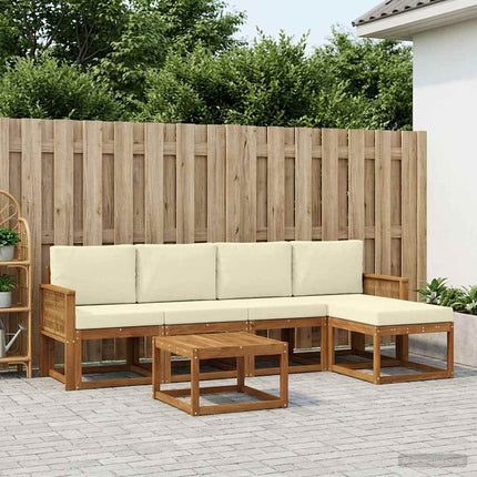 Utomhussoffset 6 pcs Naturlig och Grädde Polyester