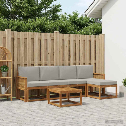 Utomhussoffset 6 pcs Naturlig och ljusgrå Polyester