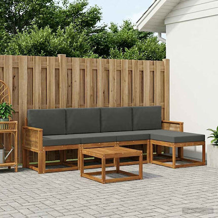 Utomhussoffset 6 pcs Naturlig och Antracit Polyester