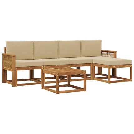 Utomhussoffset 6 pcs Naturlig och Beige Polyester